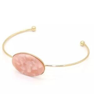 NWT Gold + Pale Pink Open Bangle Bracelet
